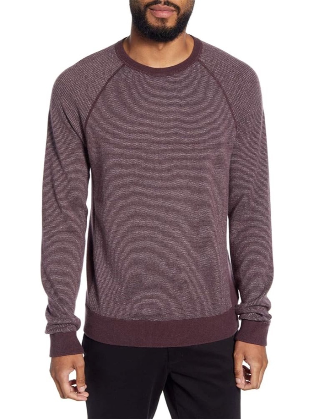 VINCE Cashmere Sweater Crew Wool Birdseye Burgundy Mens Large